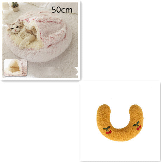 Lit Douillet 2 En 1 pour Chiens et Chats - Lit d'Hiver Rond en Peluche