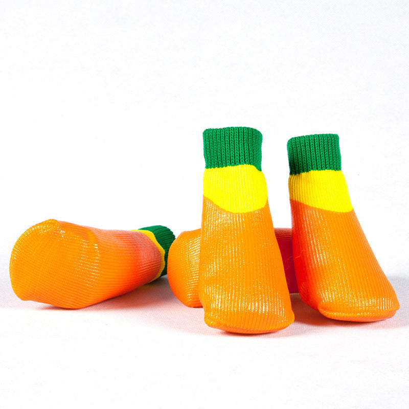 Ensemble de bottines orange pour grands chiens, imperméables et antidérapantes, protection des pattes.