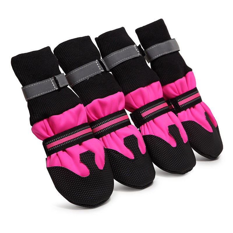 Chaussures antidérapantes en Lycra pour chiens grandes races, couleur noir et rose, confort et sécurité.