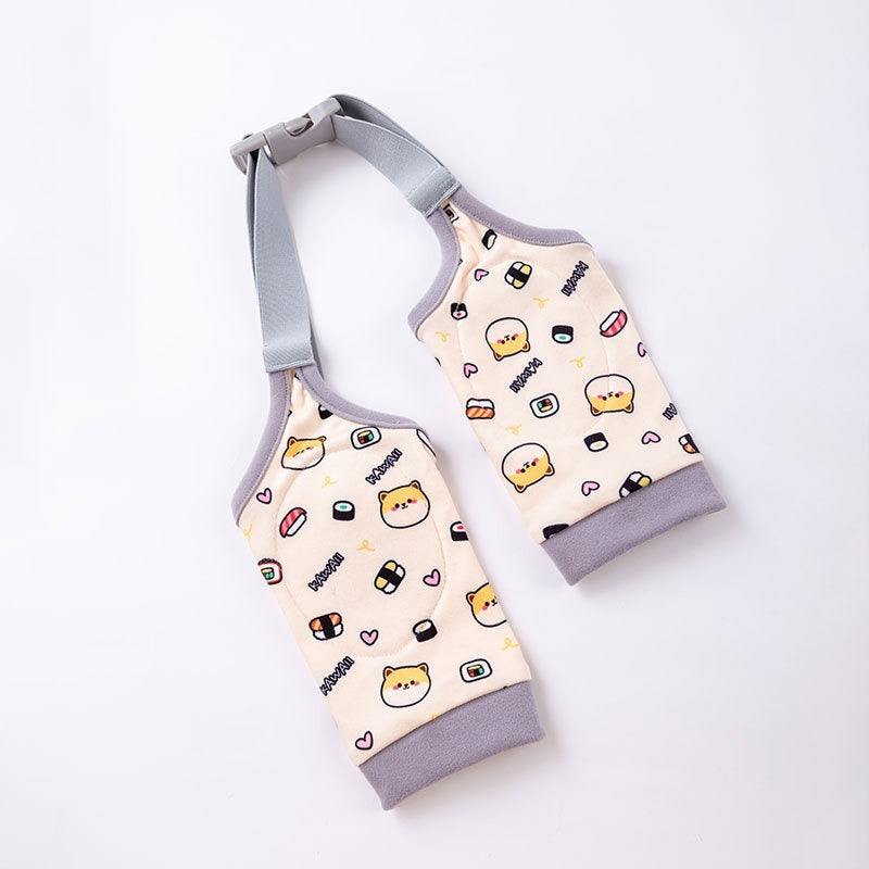 Harnais pour chien en coton biologique avec motif sushi et petits chats, style mignon et confortable.