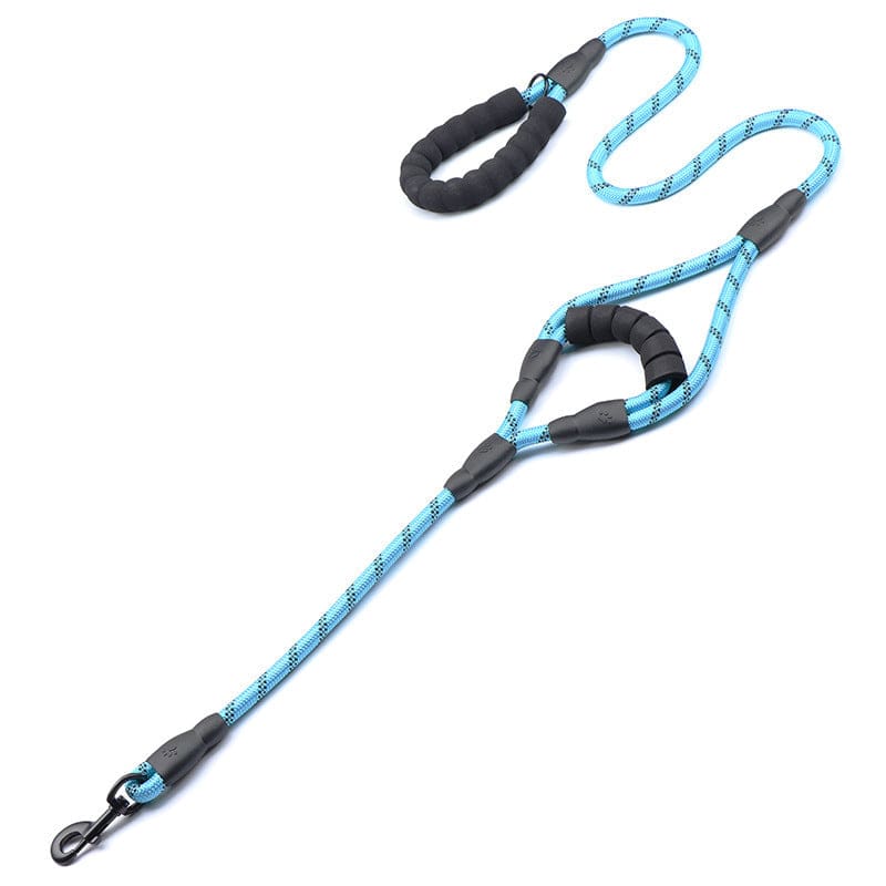Ceinture de Traction en Nylon bleu, idéale pour promenades de chien avec poignée confortable.