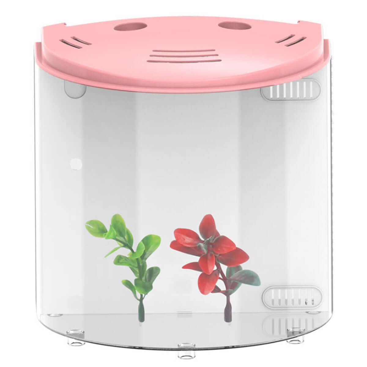 Aquarium écologique en acrylique avec décoration de plantes, design élégant et transparent pour poissons.