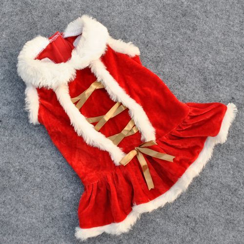 Jupe rouge classique en velours pour animaux de compagnie, parfaite pour Noël et Nouvel An.
