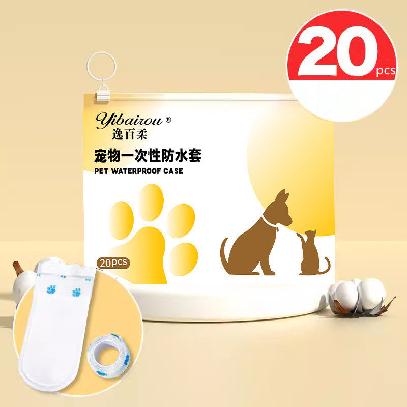 Emballage de 20 couvre-chaussures jetables étanches pour animaux, idéal pour protéger les pattes de chiens et chats.