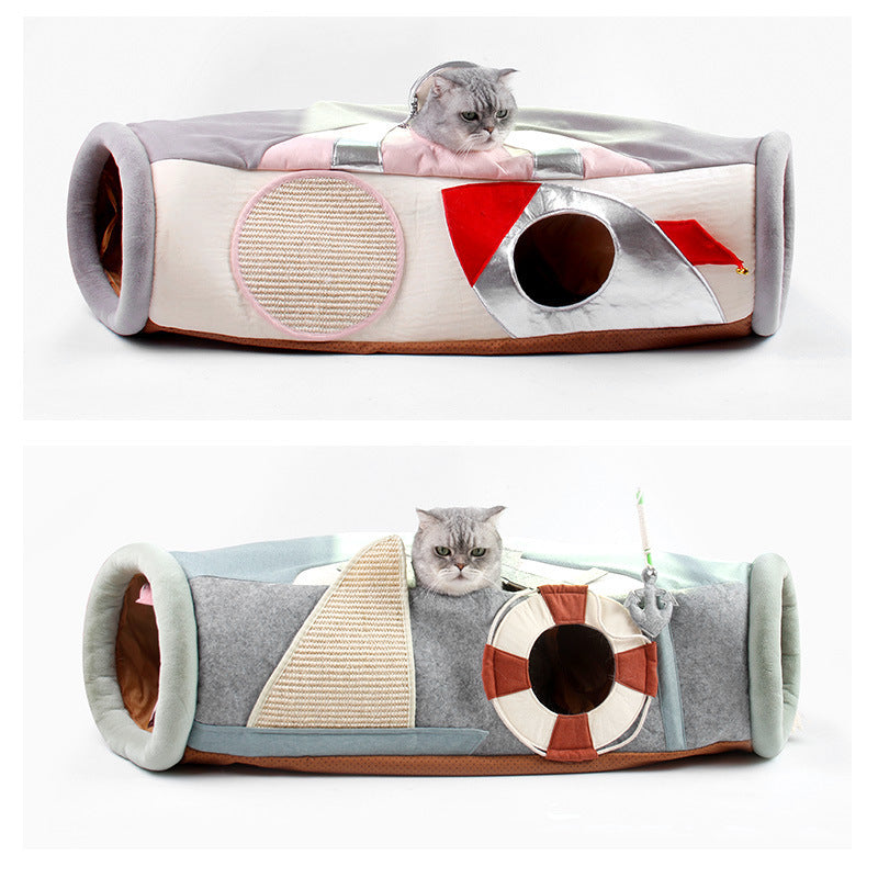 Griffoir Cat Scratcher Semi-Enclosé en Tissu