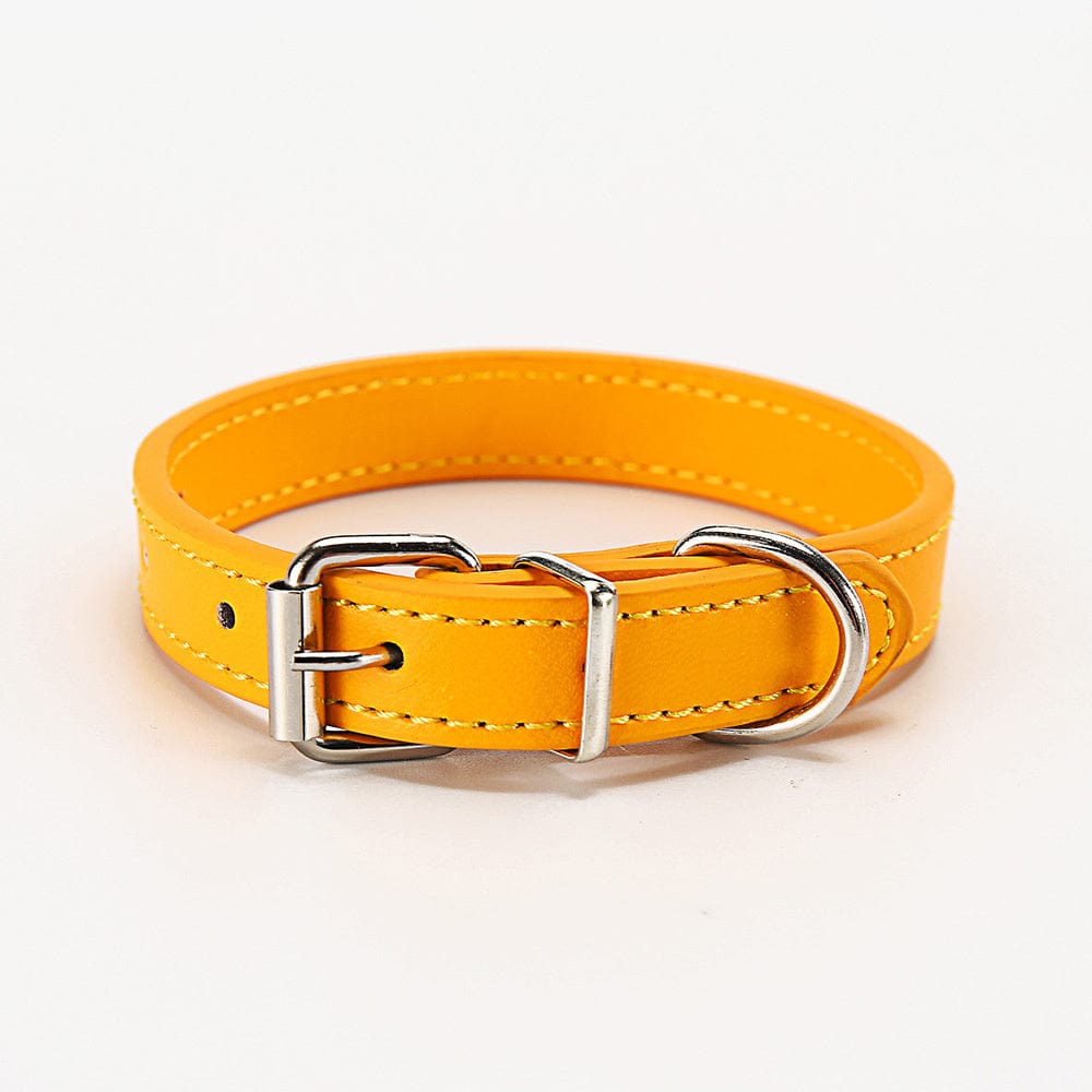 Collier pour chien en PU jaune, élégant et durable, accessoire confortable pour animaux.