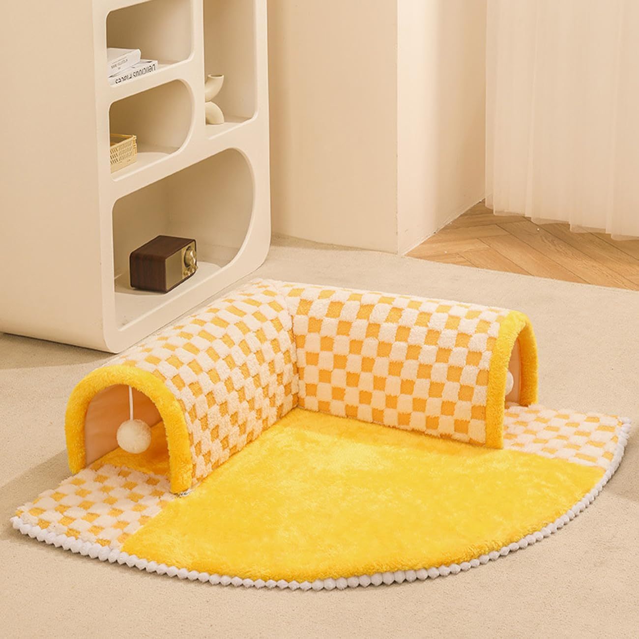 Lit Tunnel 2 en 1 pour Chiens et Chats en Peluche