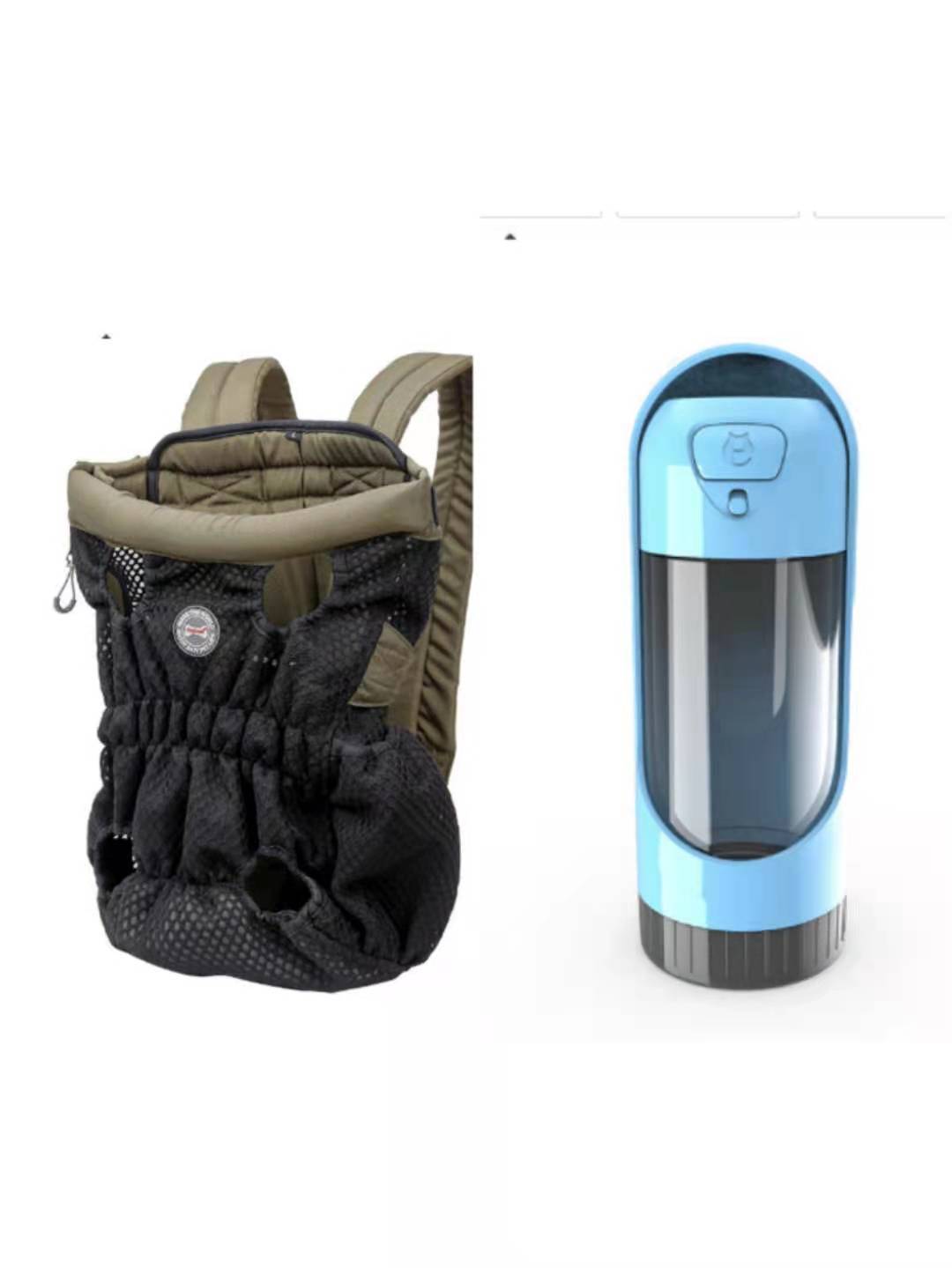 Sac à dos porte animal de compagnie respirant avec bouteille d'eau intégrée, idéal pour les aventures en plein air.