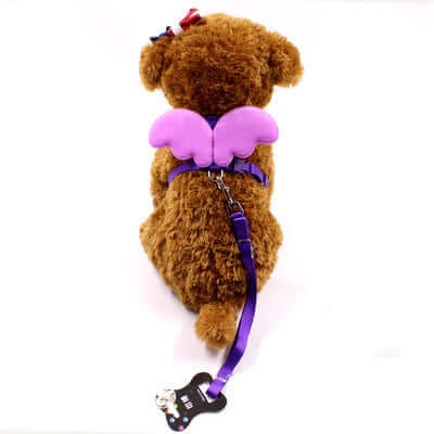 Laisse pour chien avec ailes de petit ange en nylon, idéale pour des promenades stylées et confortables.