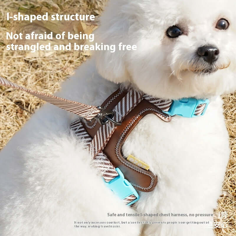 Harnais de chien anti-dérapant en PU avec laisse ajustable, garantissant confort et sécurité lors des promenades.