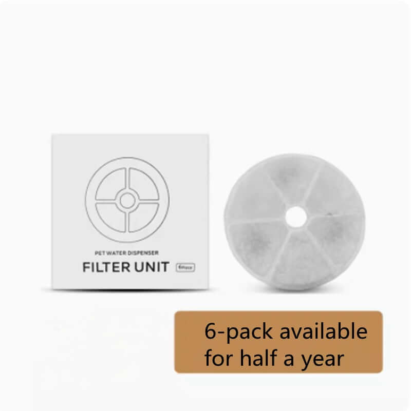 Filtre pour fontaine à eau automatique pour animaux, pack de 6 pour une utilisation efficace pendant six mois.