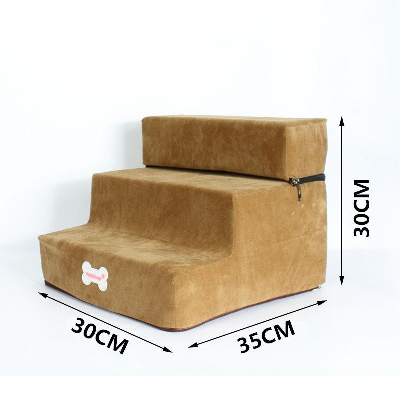 Escalier pour animaux de compagnie en velours de daim, 3 marches confortables, dimensions 30x35cm.