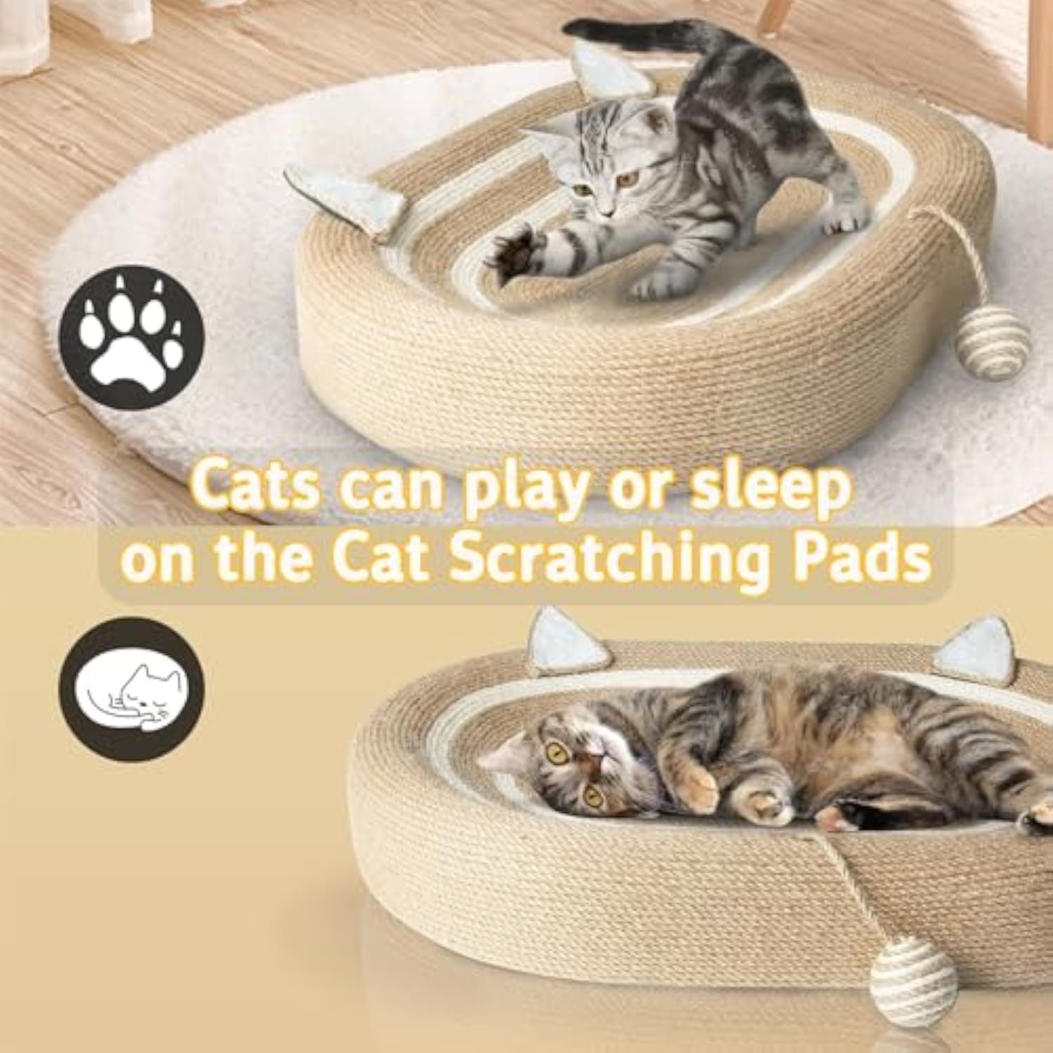 Lit Grattage 3 en 1 pour Chats en Sisal