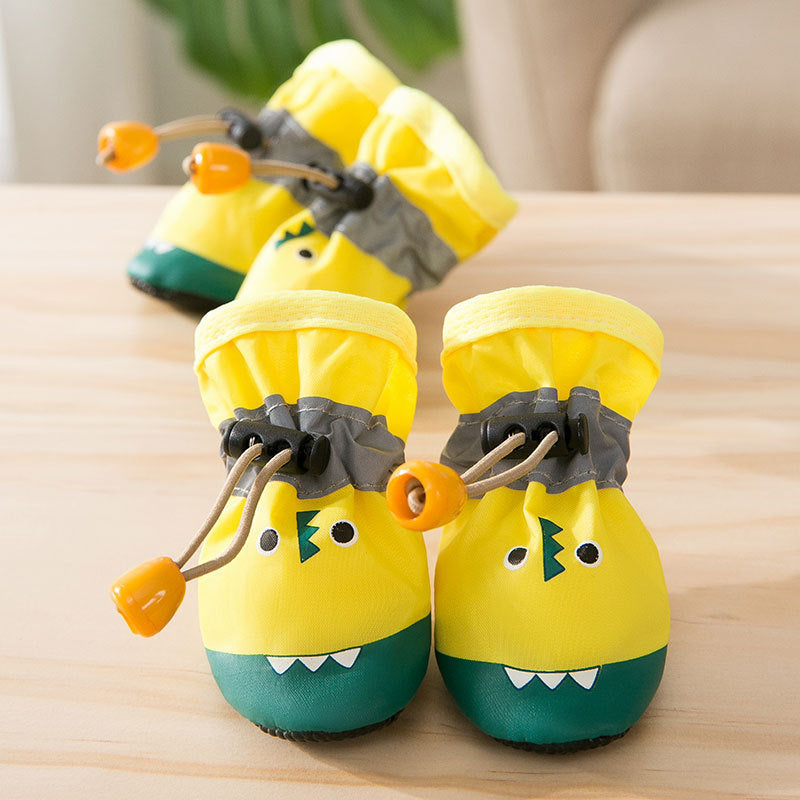 Chaussures douces pour petits animaux en cuir, imperméables, jaunes et réglables, parfaites pour toutes les saisons.