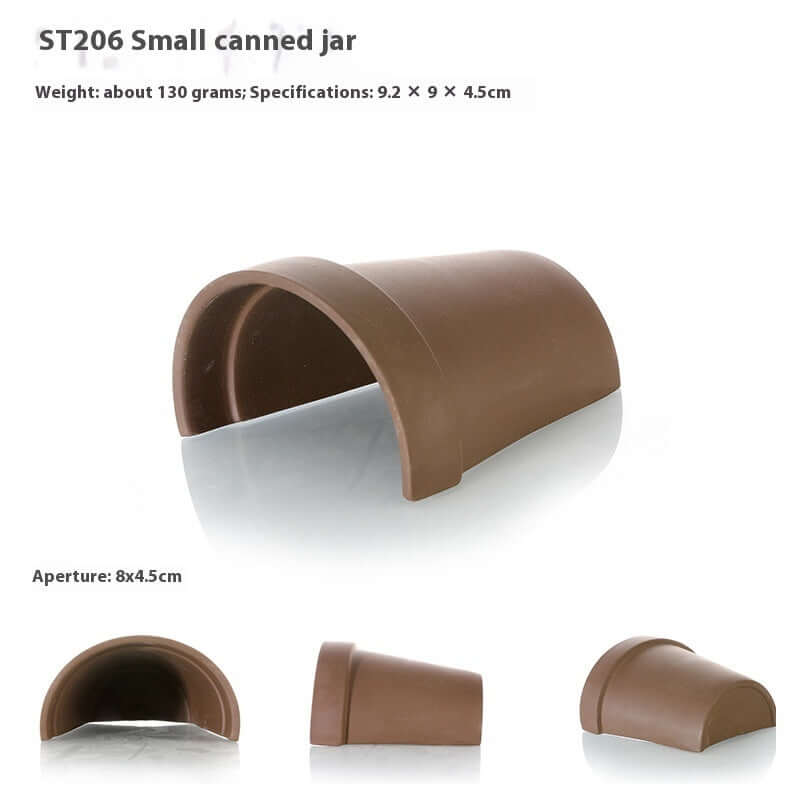 Small canned jar ST206 in brown, dimensions 9.2x9x4.5cm, ideal for pet supplies and storage.