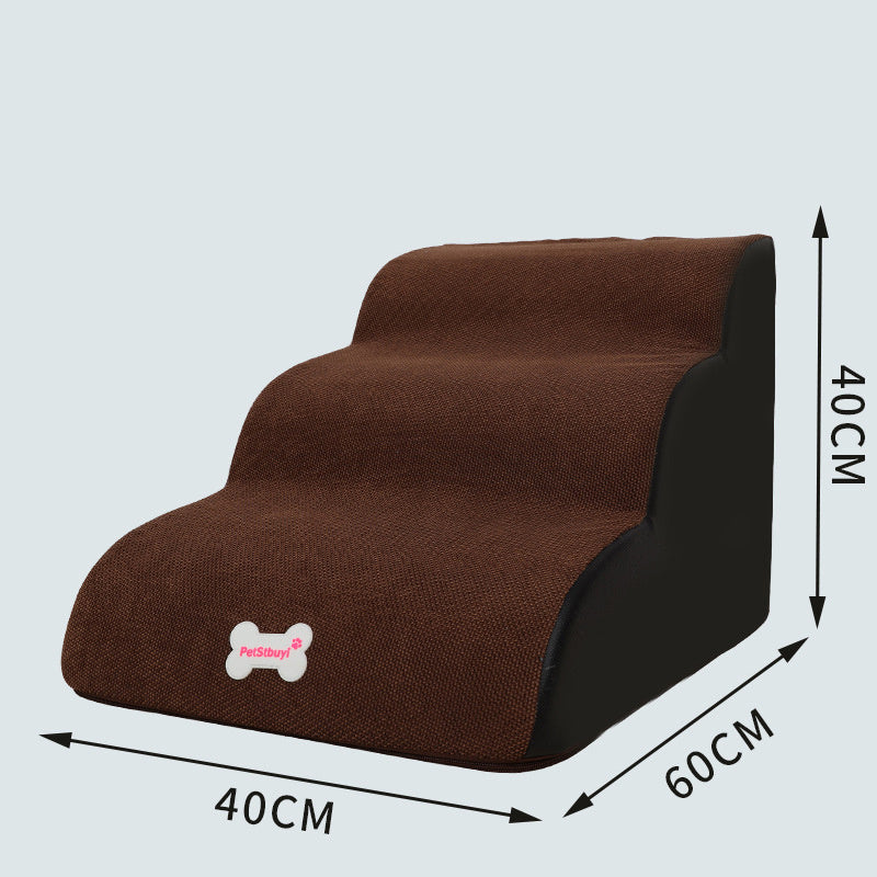 Échelle de Montée pour Chiens en Peluche, en tissu brun, pour petits chiens, dimensions 40x60cm.