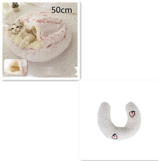 Lit Douillet 2 En 1 pour Chiens et Chats - Lit d'Hiver Rond en Peluche