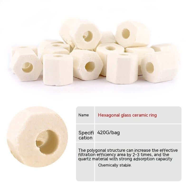 Ceramic filtration rings for aquariums, designed for optimal water quality and efficiency, 420g per bag.