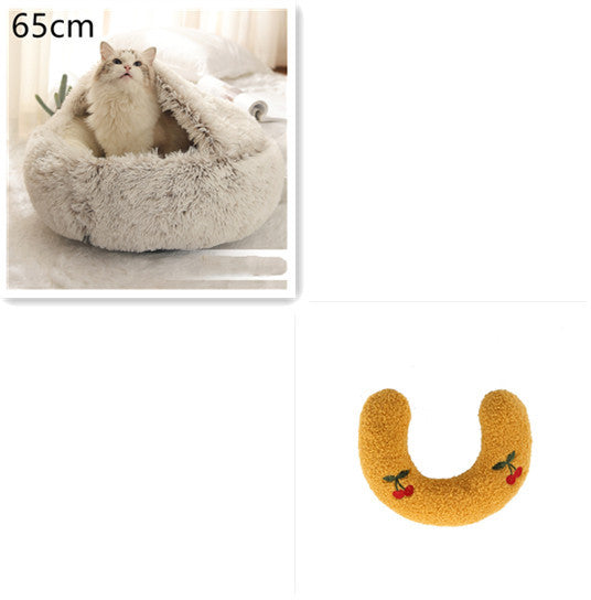 Lit Douillet 2 En 1 pour Chiens et Chats - Lit d'Hiver Rond en Peluche