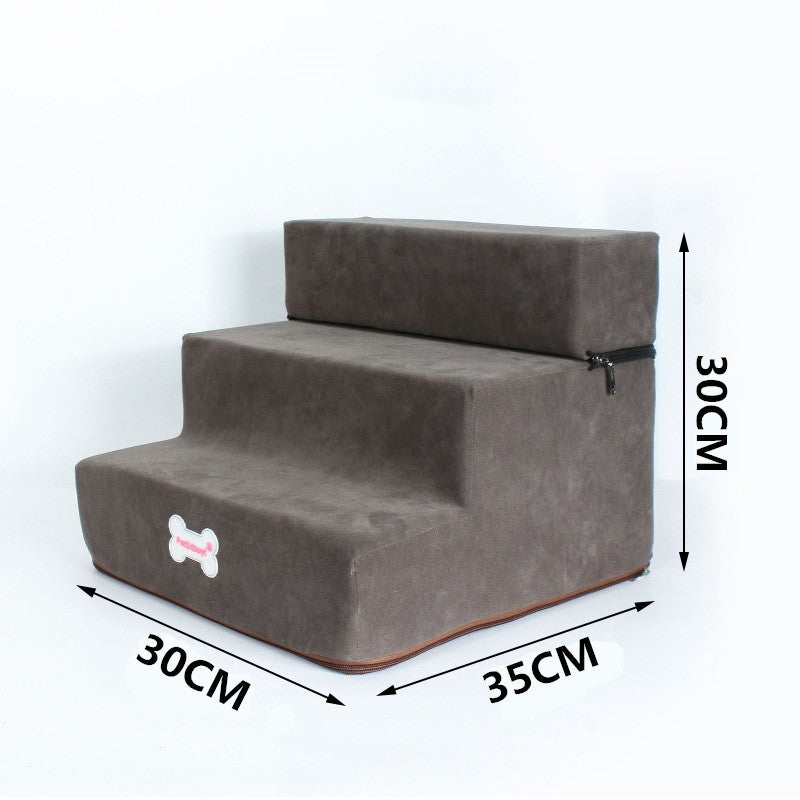 Escaliers pour animaux de compagnie avec 3 marches en velours, confort optimal pour chiens et chats.