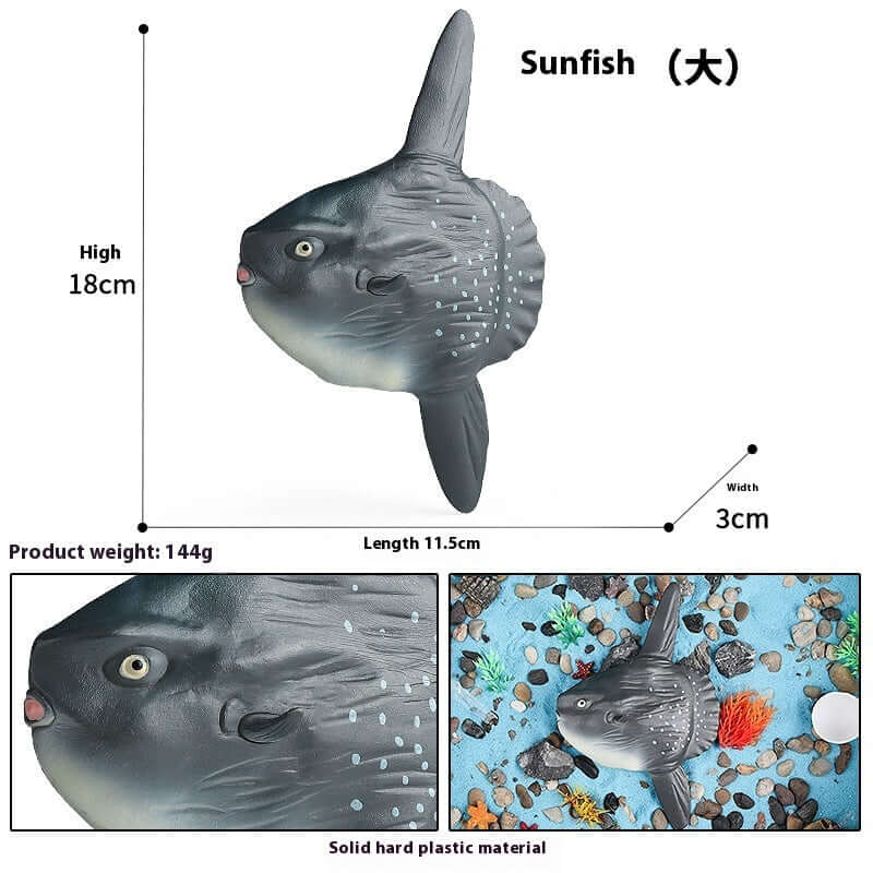 Modèle de poisson diable/rayon en plastique durable, jouet cognitif marin pour enfants, dimensions: 18cm x 11.5cm x 3cm.