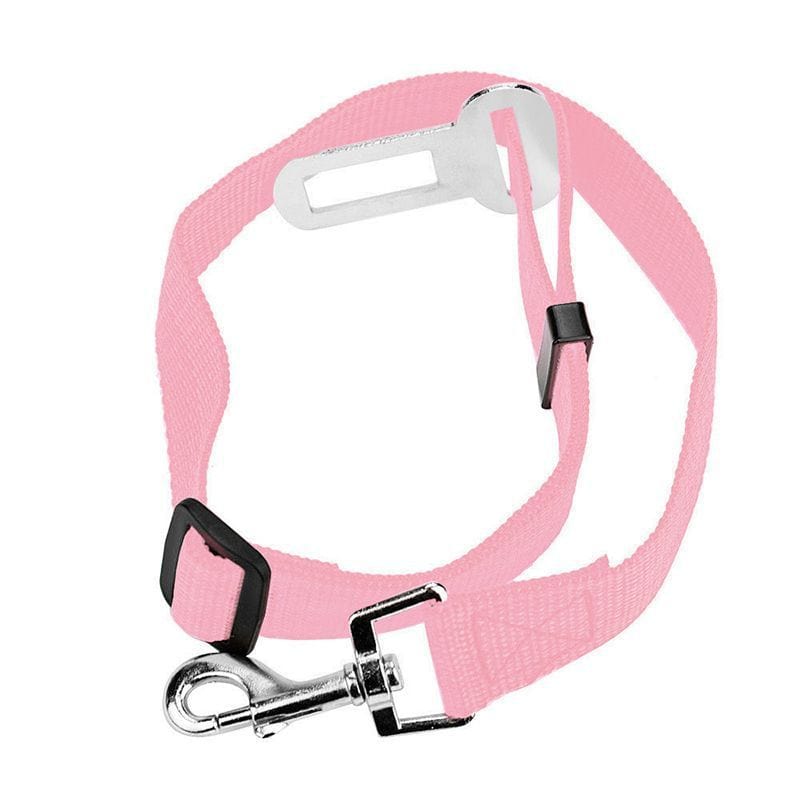 Corde de sécurité rétractable en nylon pour chien de couleur rose, légère et durable.