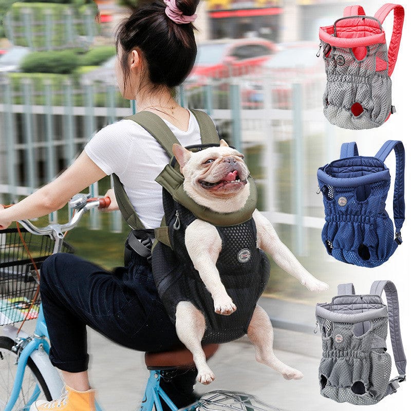 Sac à dos porte animal de compagnie avec un chien heureux, idéal pour des aventures confortables en plein air.