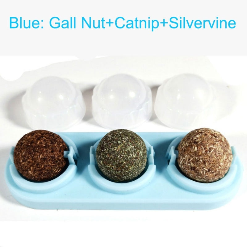 Lot de 3 Boules à Lick Auto-adhésives au Nepeta pour Chats