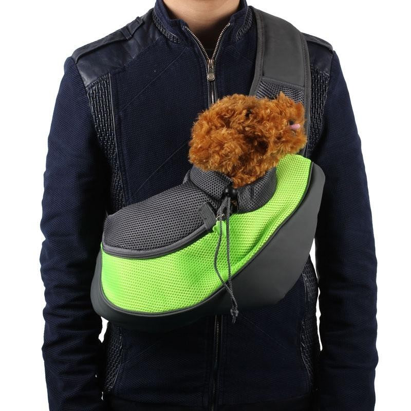 Sac à dos pour animaux de compagnie avec un petit chien, pratique et confortable pour le transport.