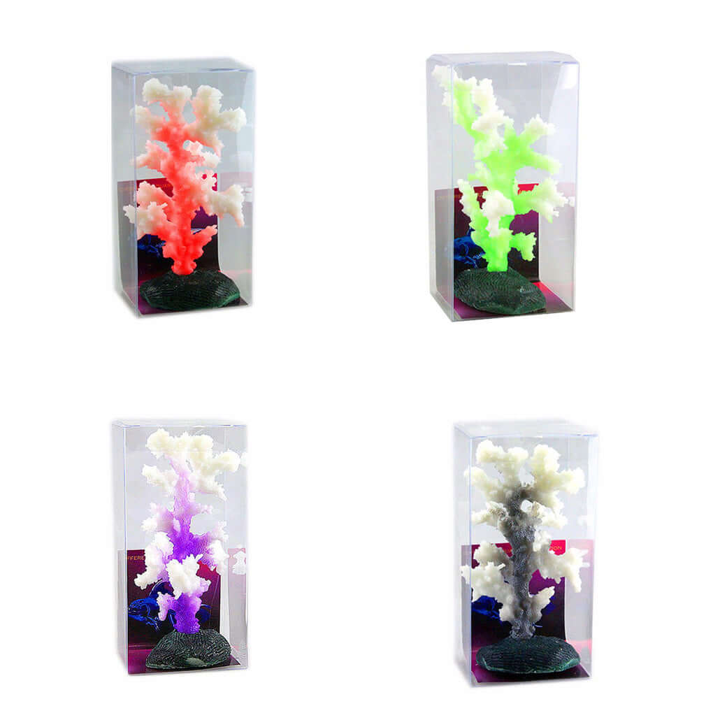Arbre de corail artificiel décoratif en quatre couleurs, idéal pour la décoration intérieure ou de bureau.