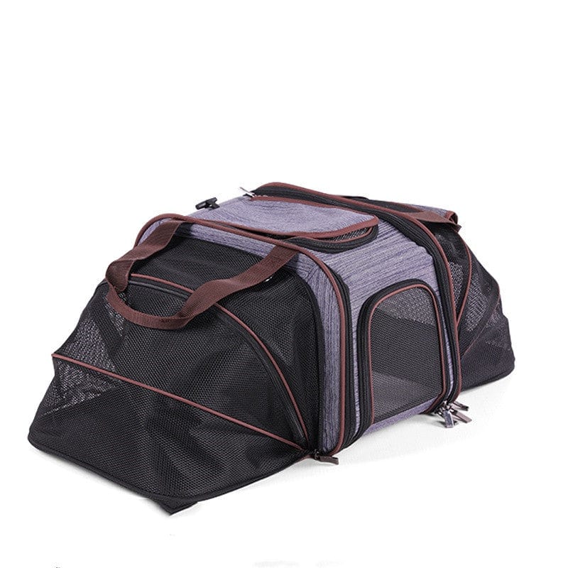 Sac à dos pour chien portable en denim avec des mailles, idéal pour les déplacements et les voyages avec des animaux.