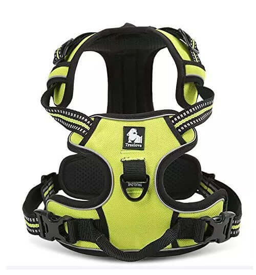 Harnais Truelove réfléchissant pour chien, en nylon, rembourré, couleur jaune, sécurité nocturne.