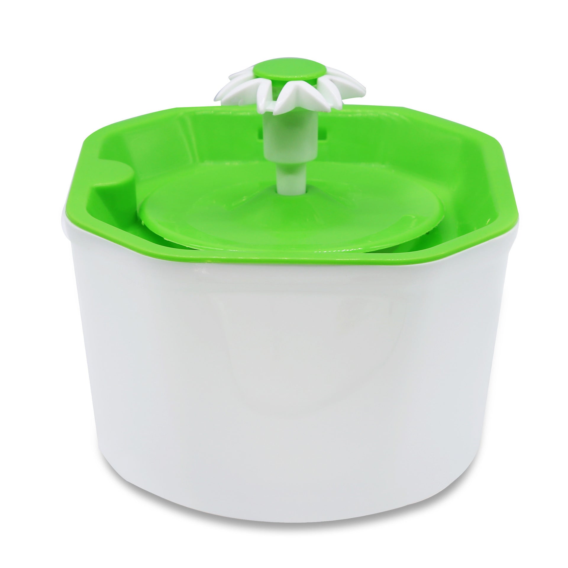Fontaine à eau automatique pour animaux, design innovant en vert et blanc pour eau fraîche.
