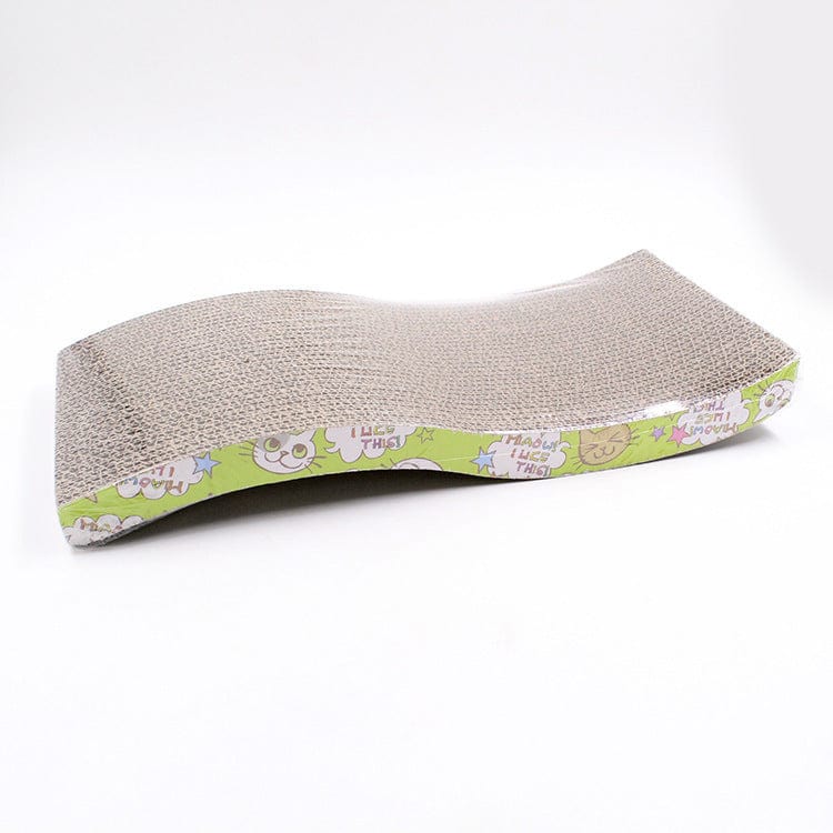 Tapis de grattage en forme de S pour chat, confortable et naturel, conçu pour les félins avec catnip.