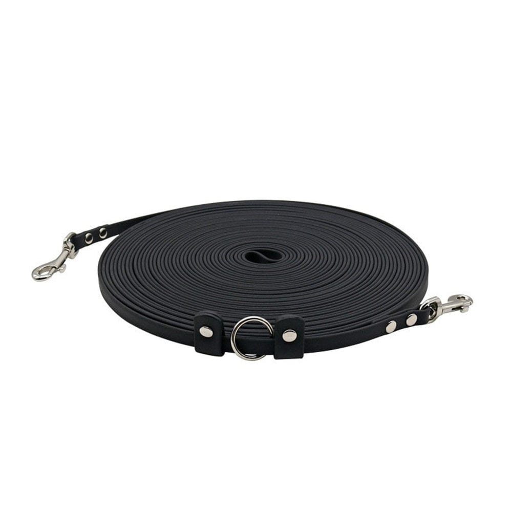 Laisse de traction double end étanche pour chien, en PVC durable et résistant, idéale pour les promenades en extérieur.