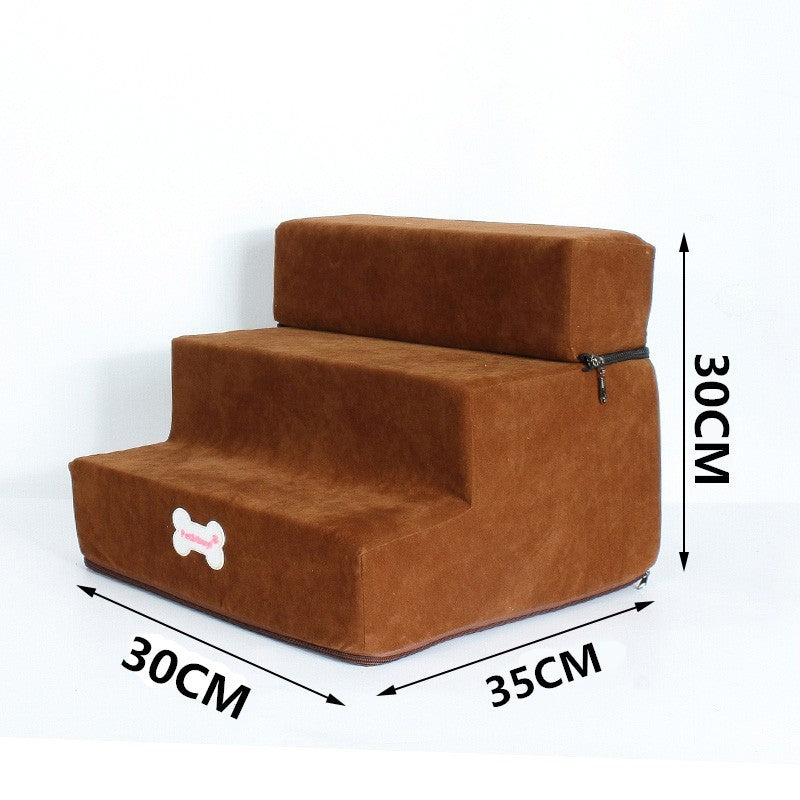 Escaliers pour animaux en velours de daim, 3 marches confortables, dimensions 30x30x35 cm, adaptées aux chiens et chats.