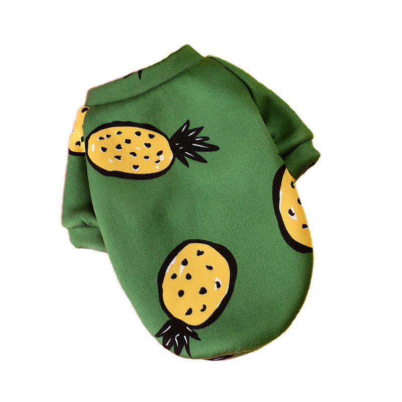 Vêtements pour petits chiens en polyester avec motif ananas, idéal pour l'automne et l'hiver.