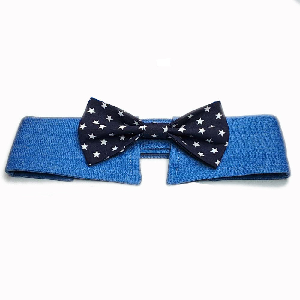 Collier pour chien en jean ajustable avec nœud en étoile, offrant confort et style pour votre animal.