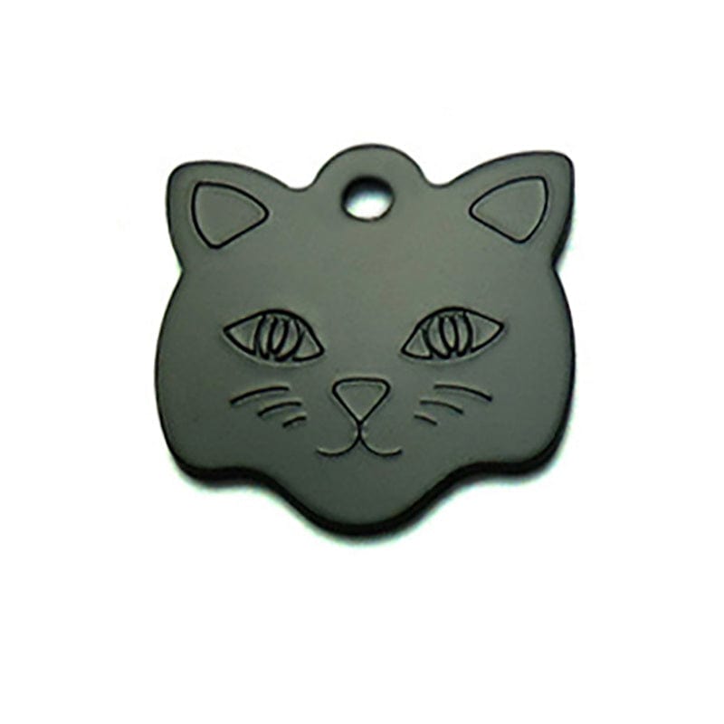 Médaille en aluminium en forme de tête de chat pour collier d'animaux, idéale pour chiens et chats.
