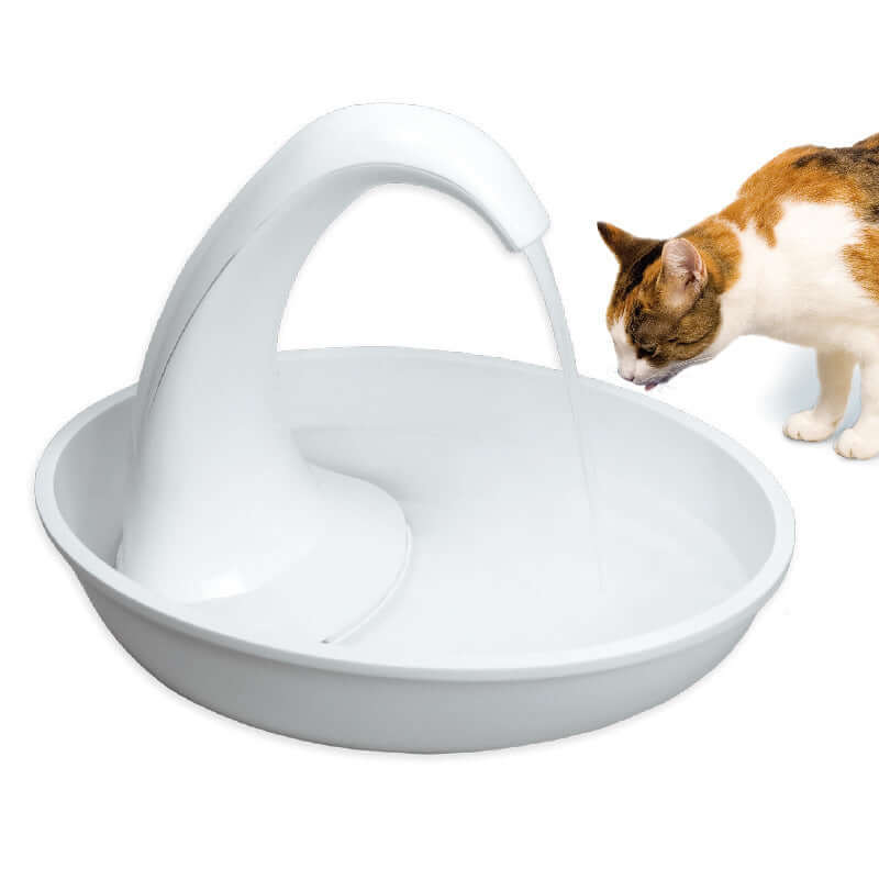 Distributeur automatique d'eau pour chats en forme de cygne, silencieux et attractif pour rester hydraté.