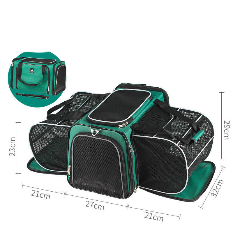 Sac à dos portable pour animaux en vert, spacieux et léger avec des dimensions de 45x26x29 cm.