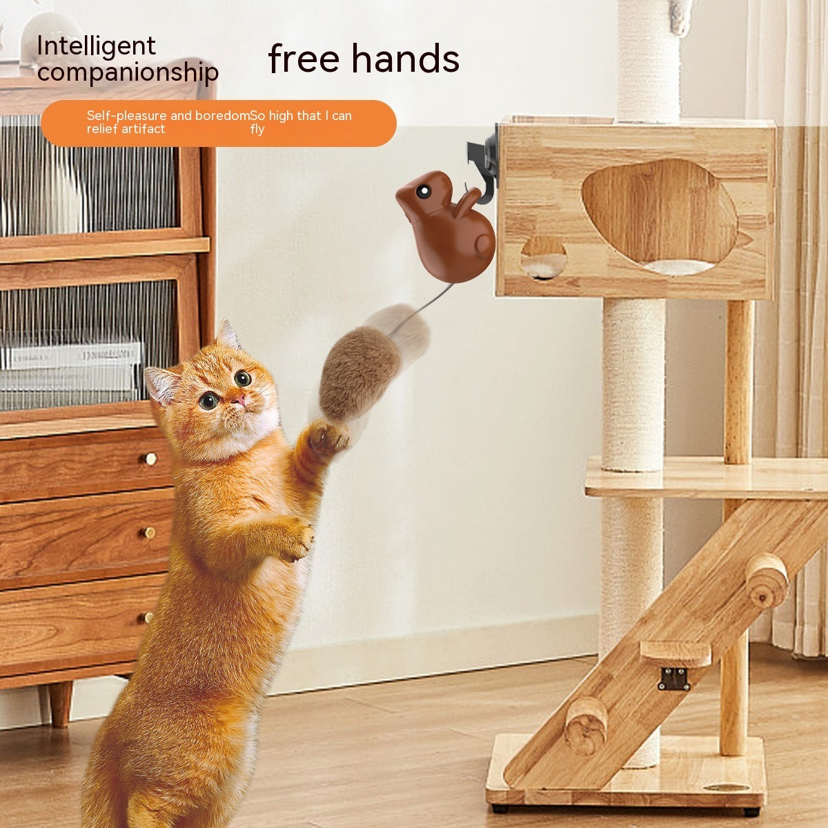 Jouet à Teaser Intelligent pour Chat Écureuil - Chargement USB