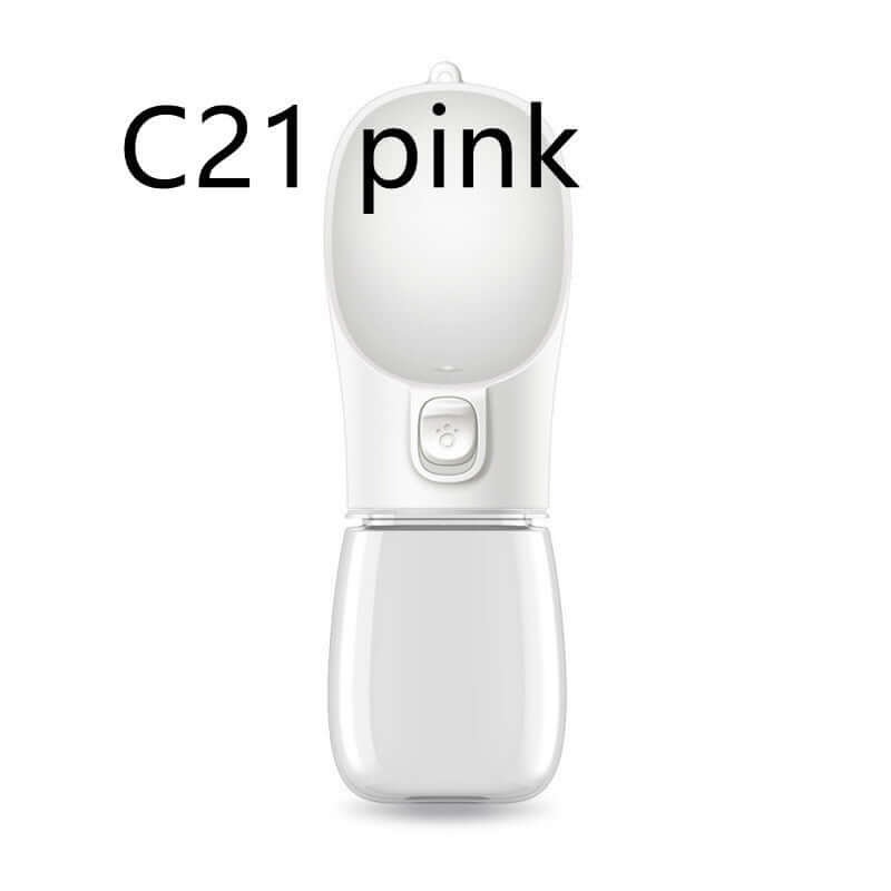 Gourde portable pour chien couleur rose, distributeur d'eau pratique pour animaux en plastique léger.