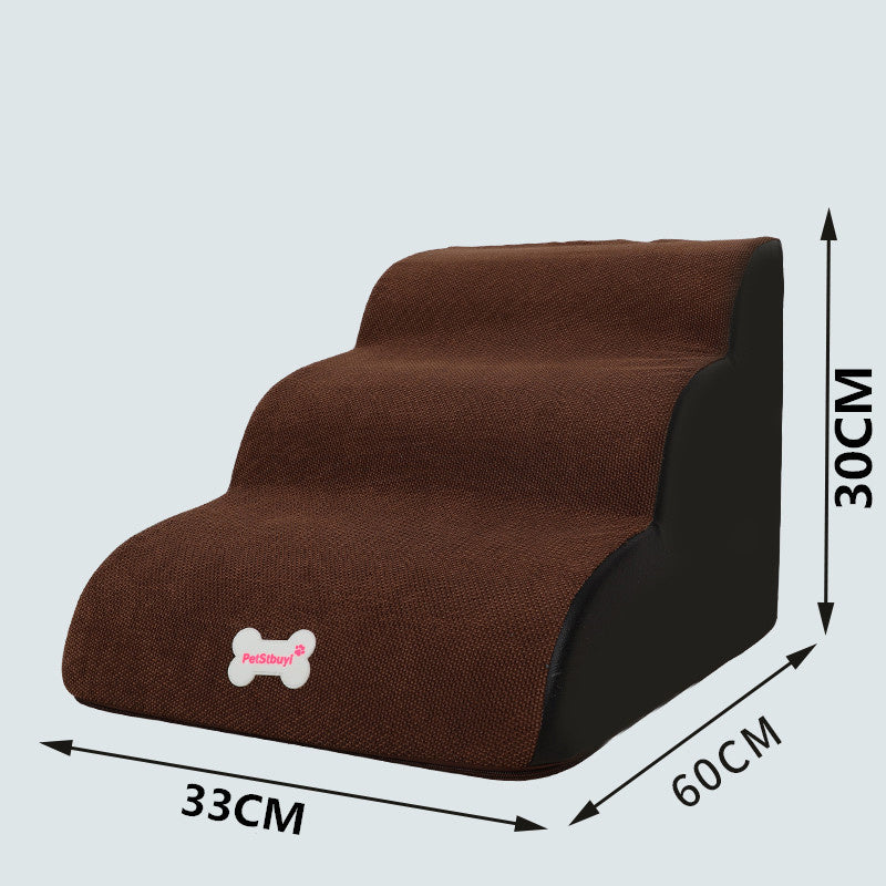 Échelle de montée pour chiens en peluche, tissu de qualité, accès facile au canapé ou au lit pour petits chiens.