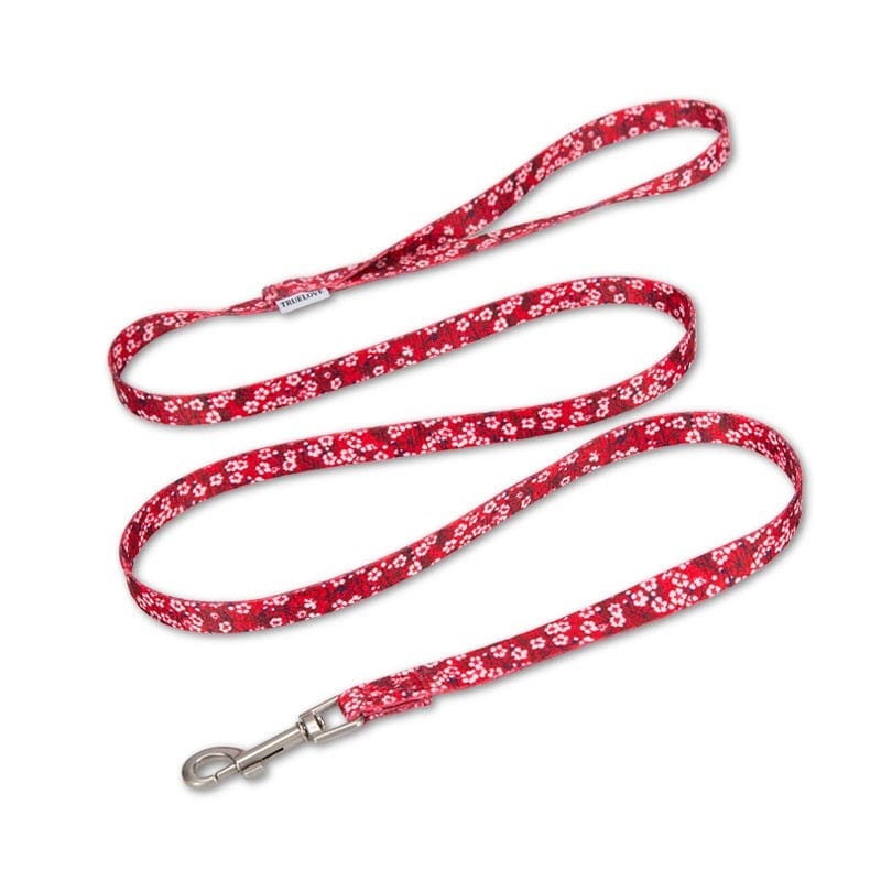 Corde florale résistante pour chiens et chats en motif rouge, idéale pour les promenades et accessoires pour animaux.