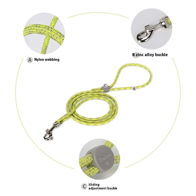 Laisse ajustable colorée pour animaux avec nylon, boucle en alliage, et boucle de réglage, parfaite pour chiens et chats.