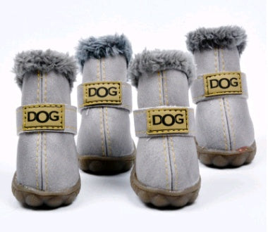 Bottes d'hiver épaisses pour chiens, imperméables et chaudes, avec attaches ajustables en PU.