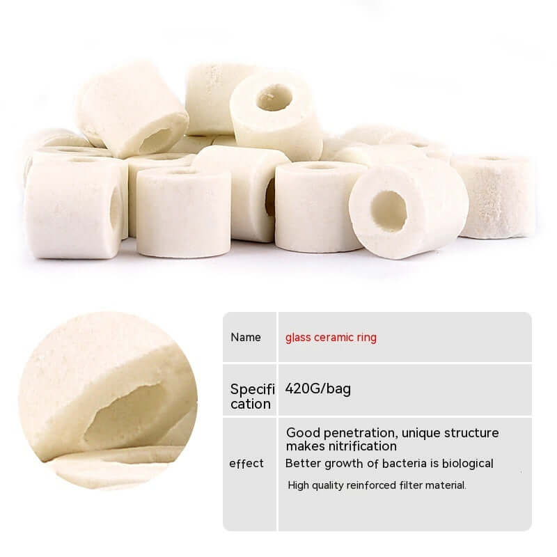 Céramique de filtration pour aquarium, anneaux en verre, 420g, pour améliorer la qualité de l'eau et la croissance bactérienne.