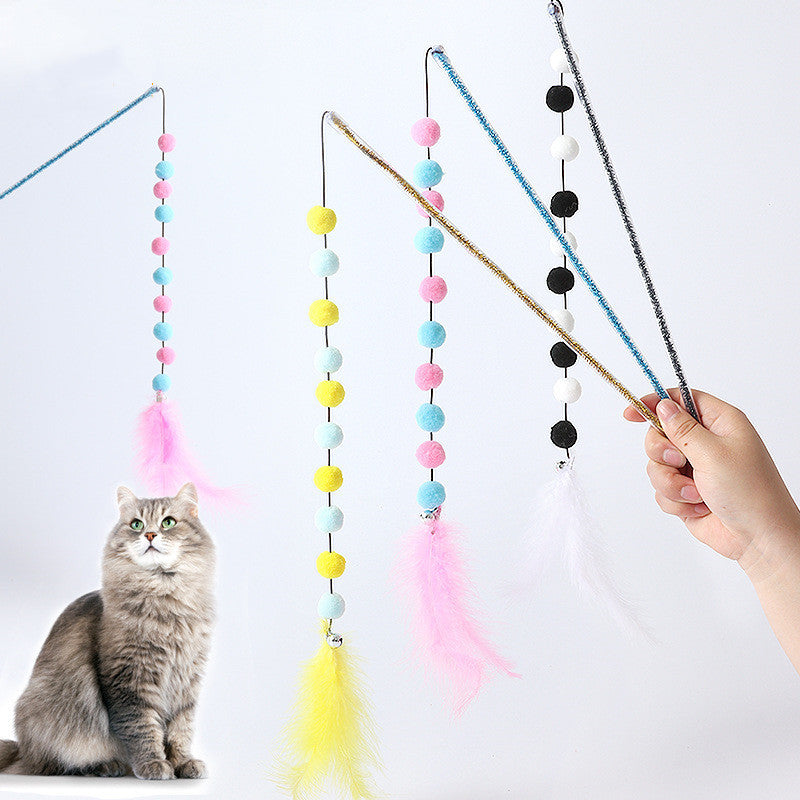 Balle en Laine avec Plumes pour Chats