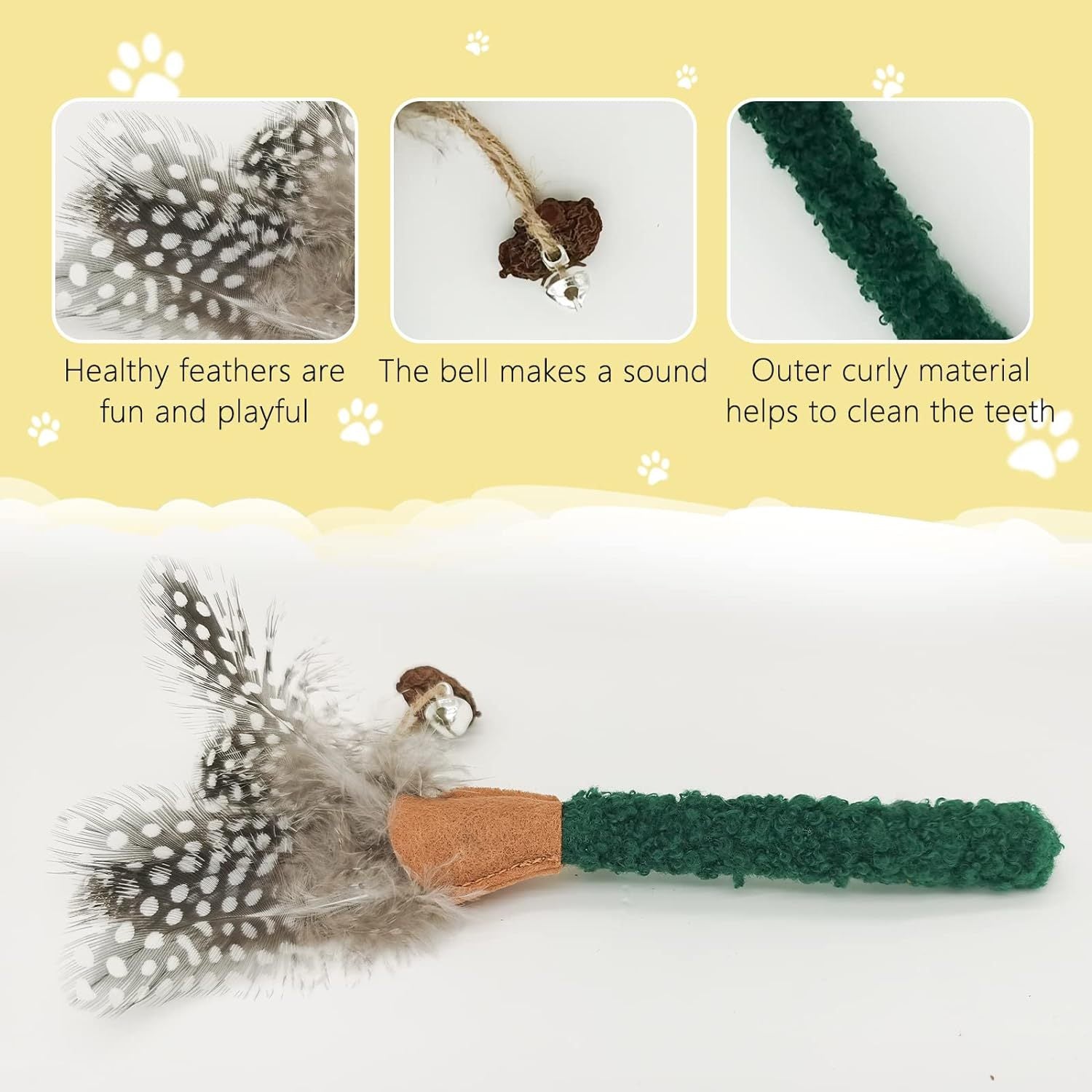 Bâtonnets à Mâcher pour Chats avec Plumes – Jouets Dentaires